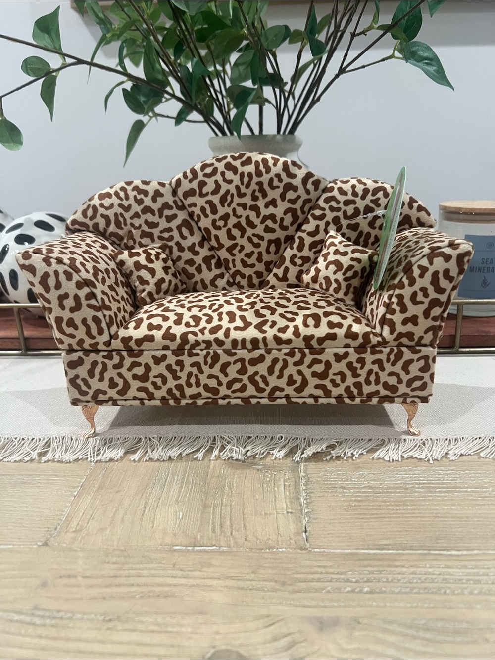 NWT Leopard Print Miniature Sofa Jewelry Organizer